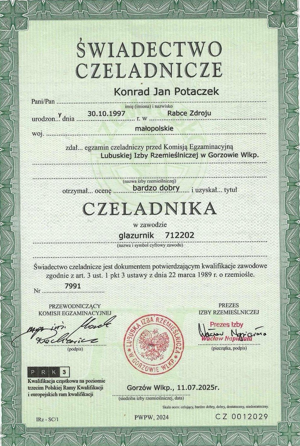 Certyfikat szkoleniowy zespołu ALE-FLIZ